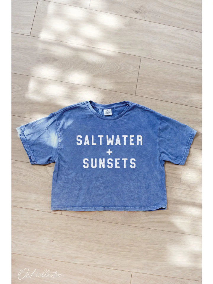 The Saltwater + Sunsets Cropped Graphic T-Shirt
