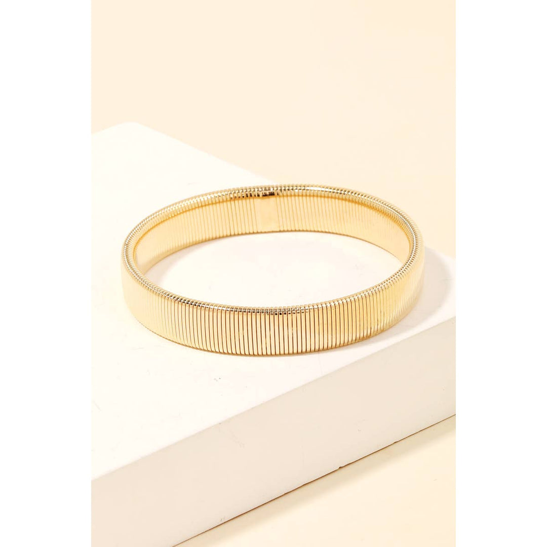 The Gold Ribbed Stretch Bangle Bracelet