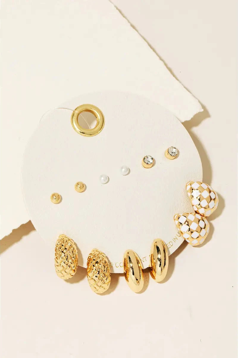 Mixed Huggie and Stud Earrings Set