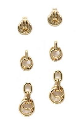 Gold Set of 3 Studded Loop Earrings
