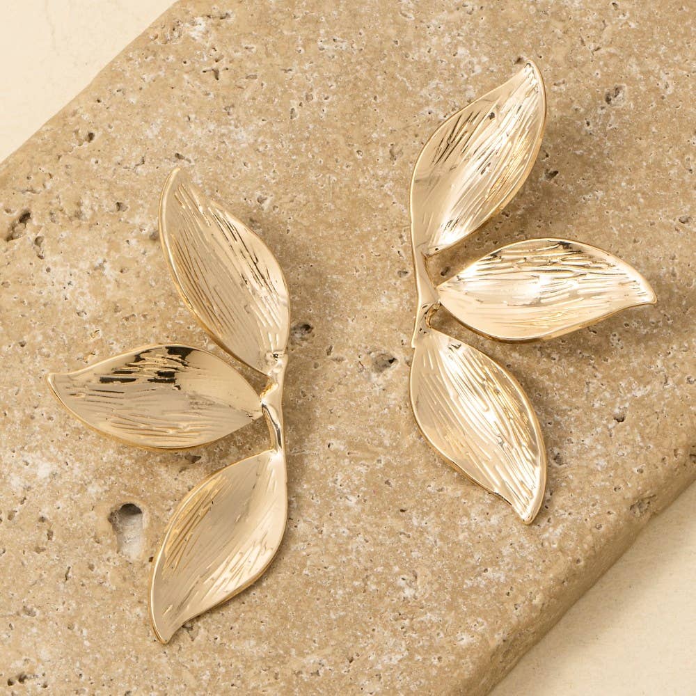 The Stainless Steel 3 Leaf Dangle Earrings