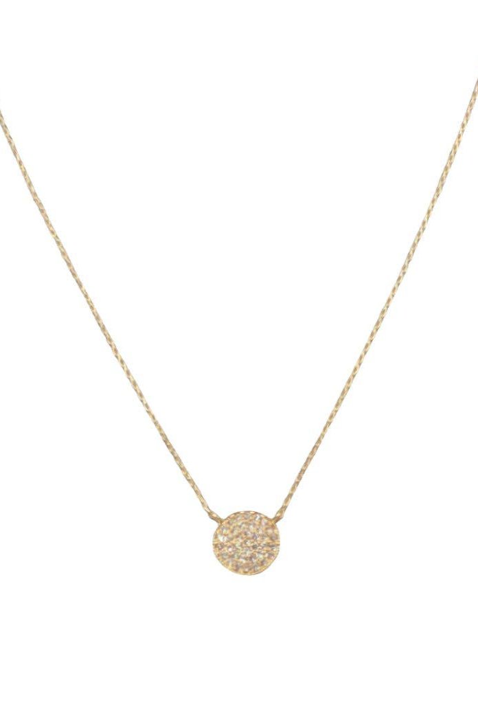 Gold Pave Circle on 16"-18" Necklace
