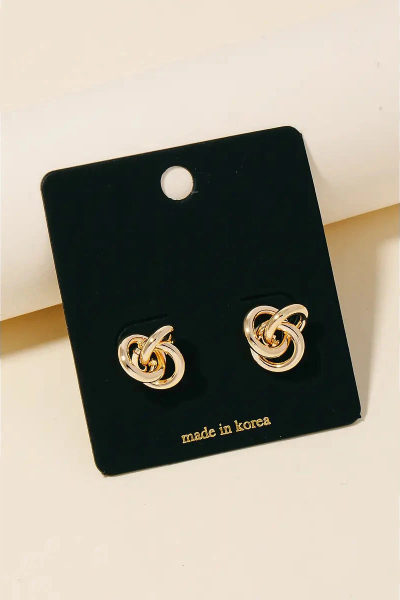 The Triple Metallic Knot Stud Earrings