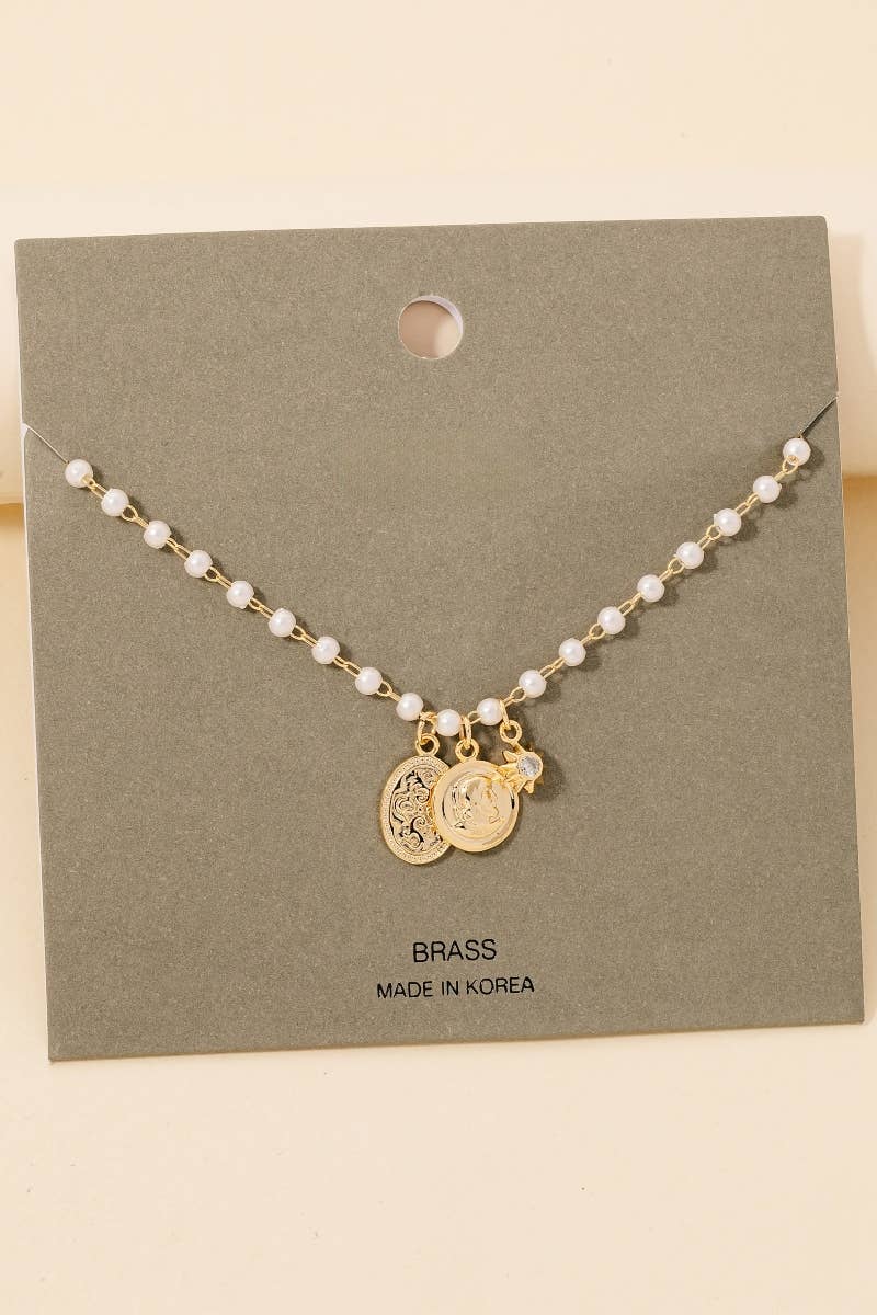 The Multi Charms Pearl Station Chain Necklace