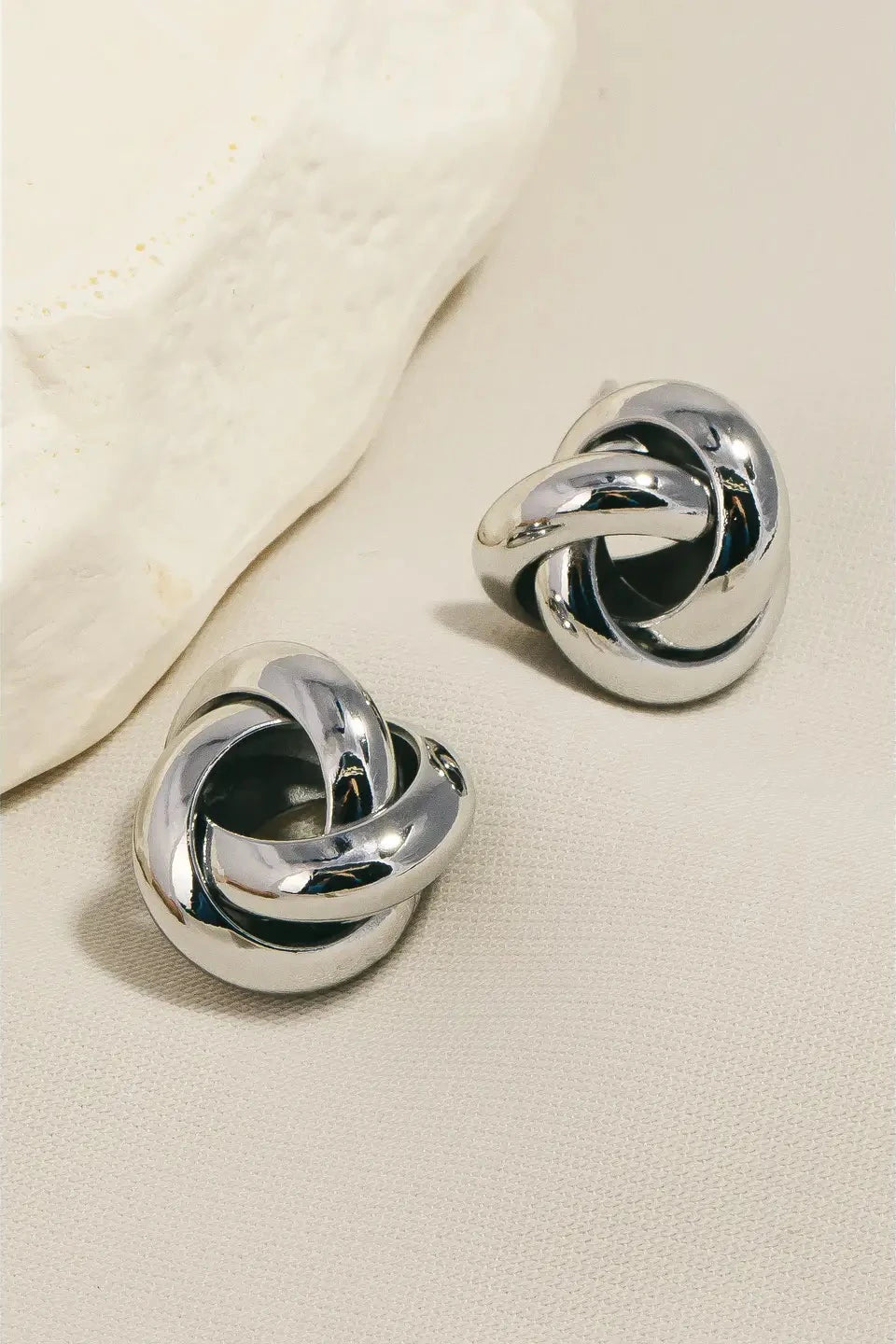 Metallic Knot Stud Earrings