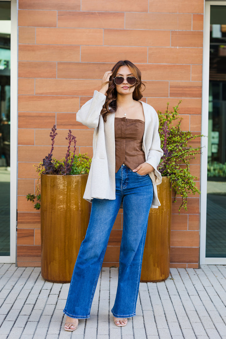 The Neve Suede Strapless Top