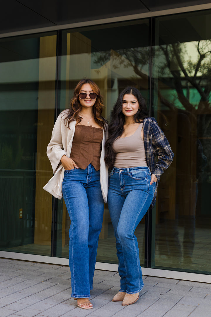 The Neve Suede Strapless Top