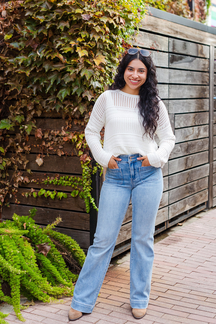 The What A Catch Open Stitch Crochet Sweater