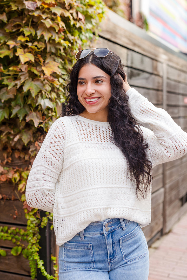 The What A Catch Open Stitch Crochet Sweater