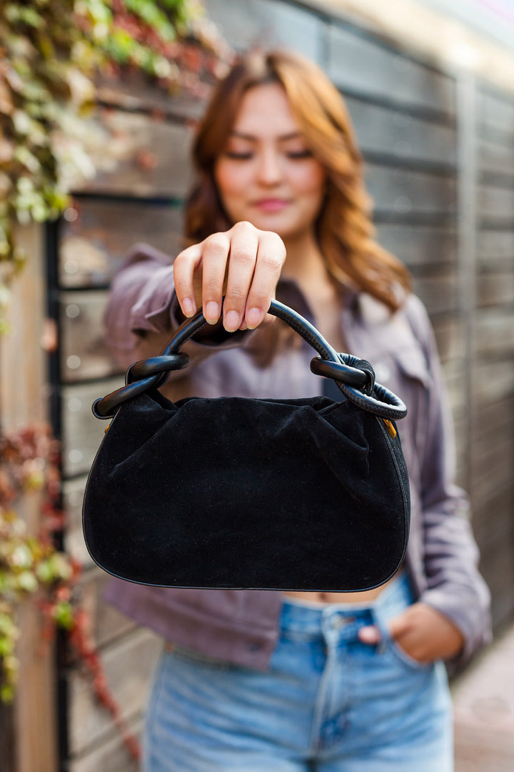 The Rachel Ruched Suede Shoulder & Crossbody Bag