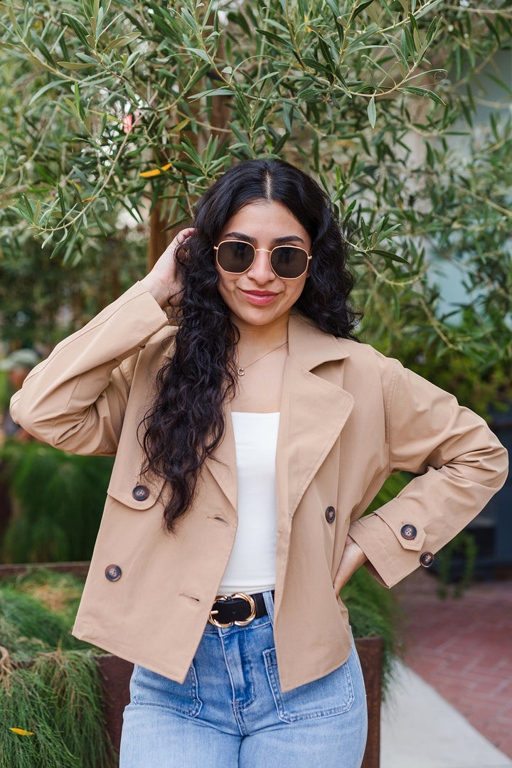 The Link In Bio Cropped Trench Coat