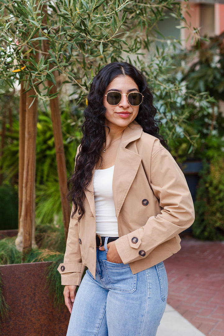 The Link In Bio Cropped Trench Coat