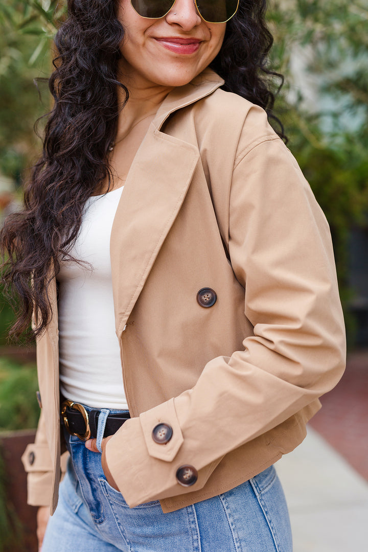 The Link In Bio Cropped Trench Coat
