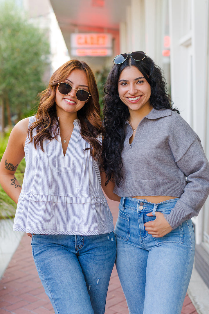 The College Prep Collared Crop Pullover Sweater