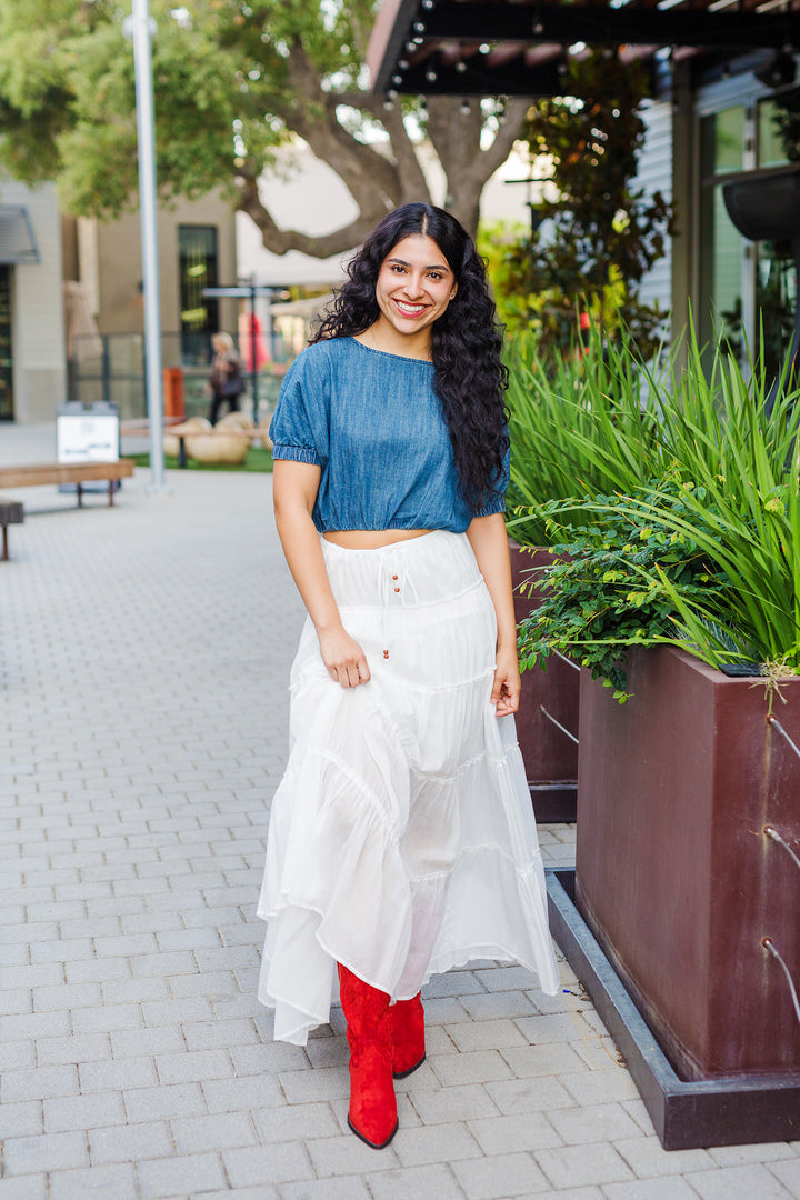 The Sassy Yet Sweet Cropped Denim Top