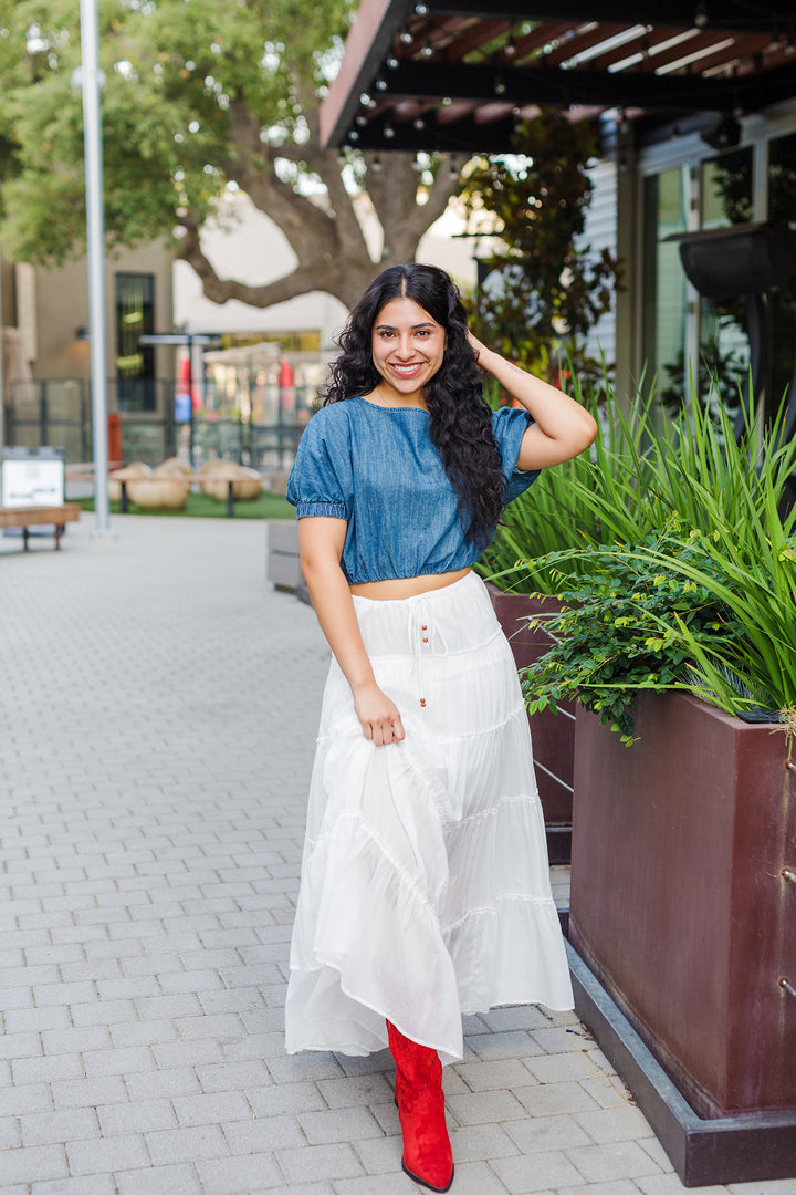 The Sassy Yet Sweet Cropped Denim Top