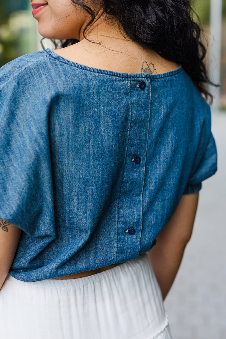 The Sassy Yet Sweet Cropped Denim Top