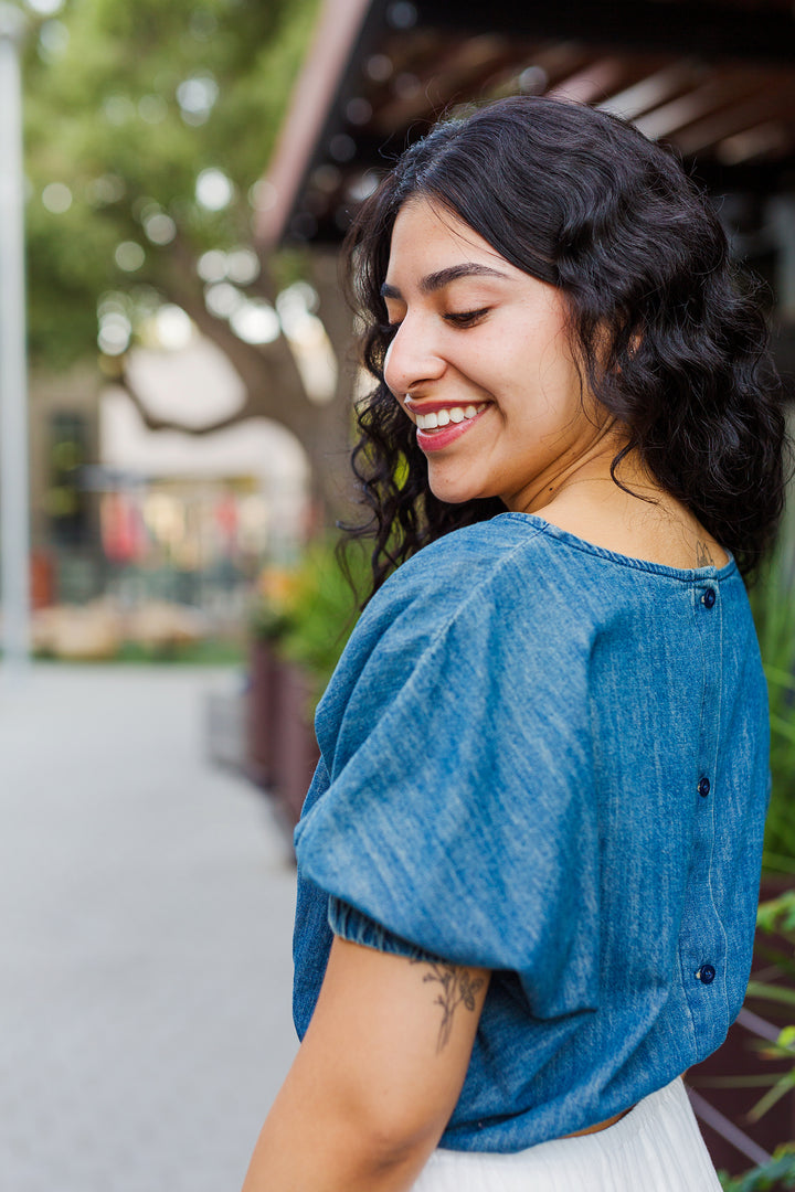 The Sassy Yet Sweet Cropped Denim Top