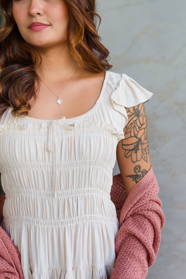 The Gather Round Ruffle Sleeve Midi Dress