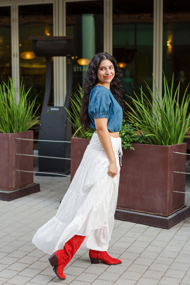 The Sassy Yet Sweet Cropped Denim Top