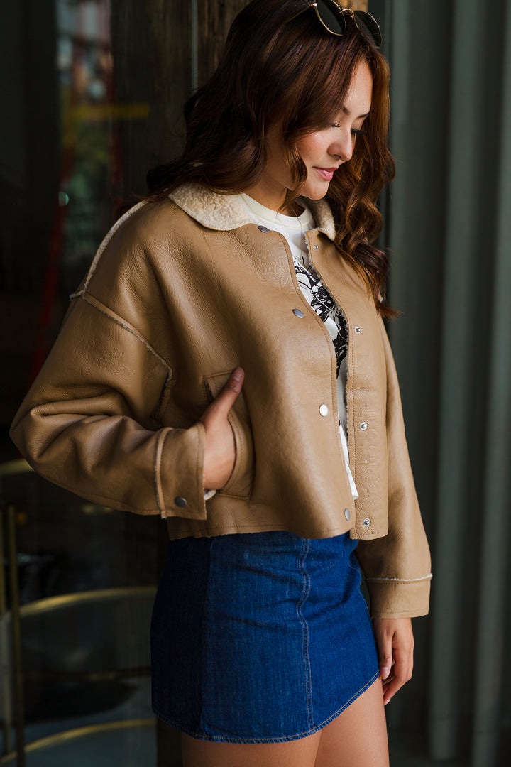 The Toffee Break Faux Leather Jacket