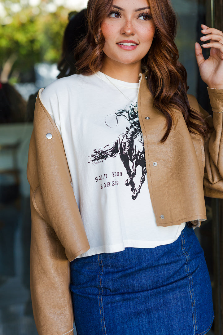 The Hold Your Horses Cropped Graphic T-Shirt