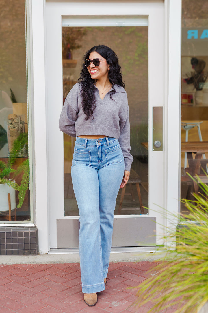 The College Prep Collared Crop Pullover Sweater
