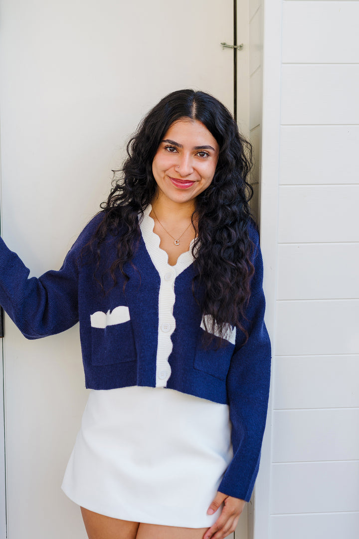 The Powers That Be Scallop Trim Cardigan