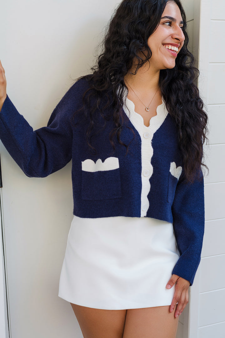 The Powers That Be Scallop Trim Cardigan