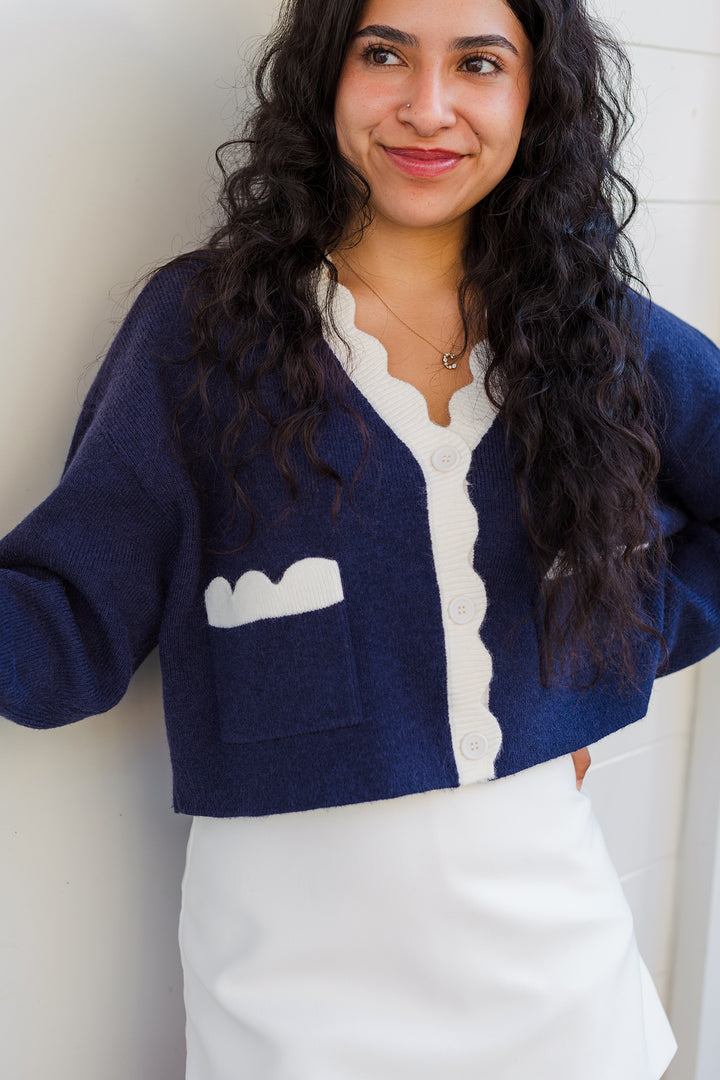 The Powers That Be Scallop Trim Cardigan