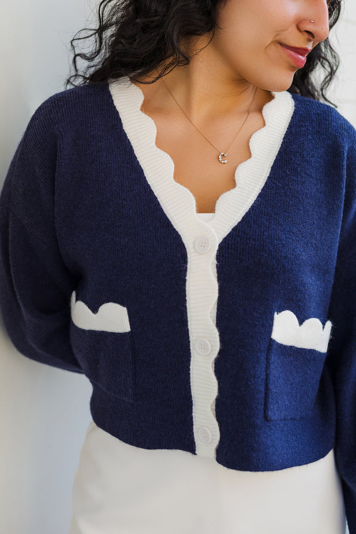 The Powers That Be Scallop Trim Cardigan