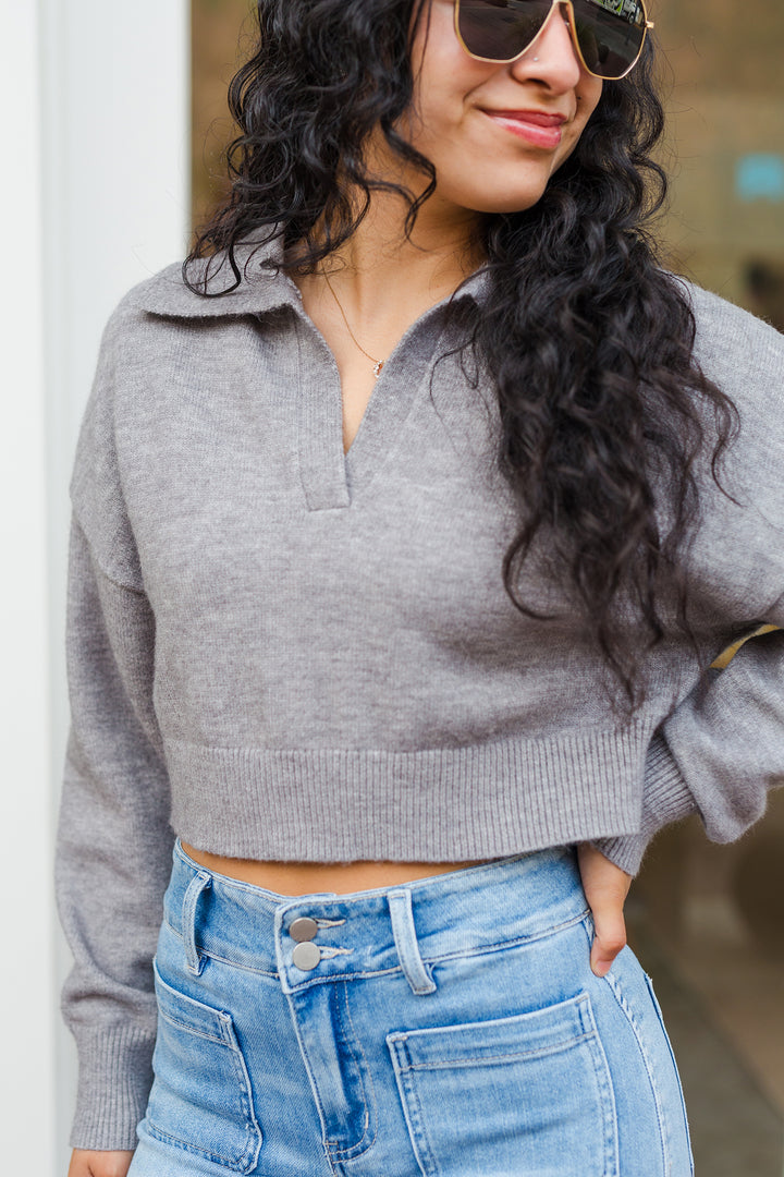 The College Prep Collared Crop Pullover Sweater