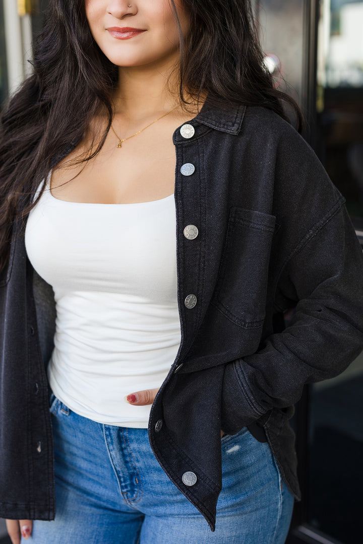 The Chalk It Up Charcoal Soft Shacket