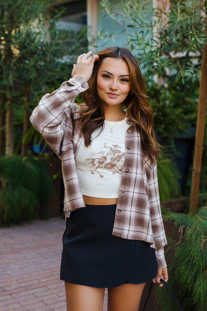 The Perfect In Plaid Boxy Button Front Shirt