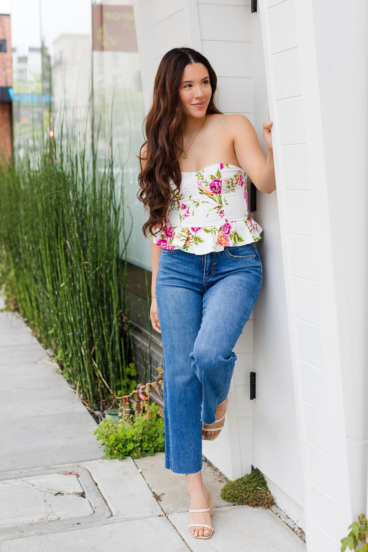The Janey High Rise Wide Leg Cropped Jeans