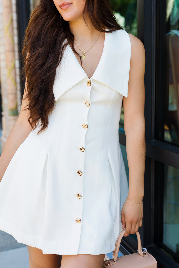 The High Society White Peter Pan Collar Mini Dress