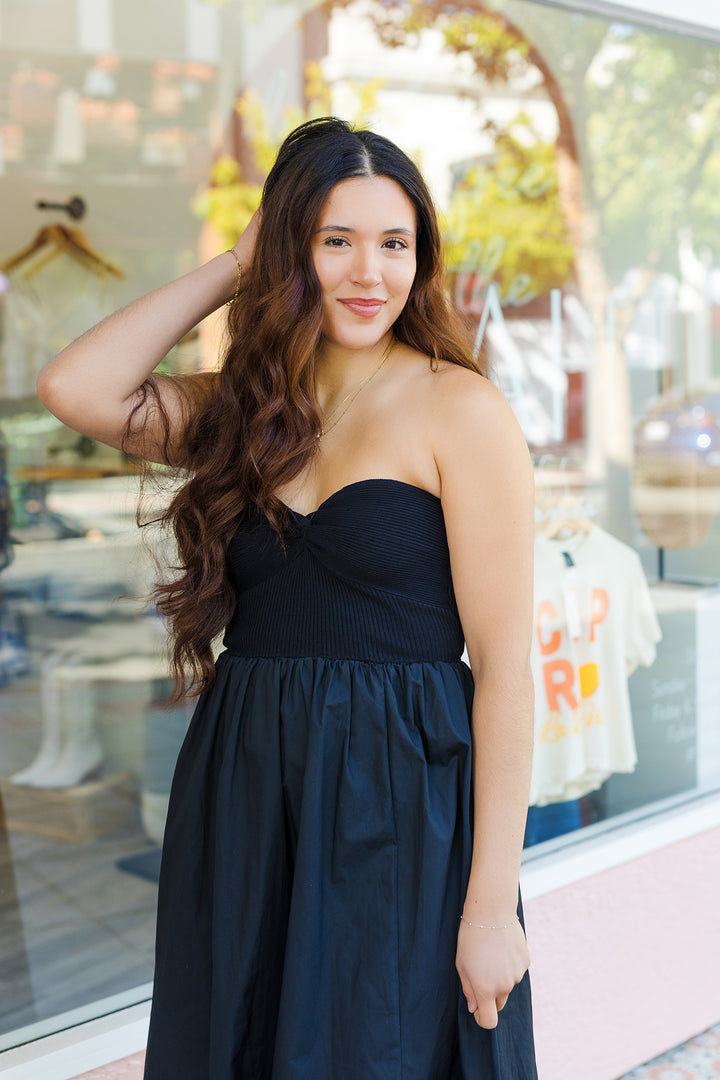 The Alys Beach Black Strapless Midi Dress