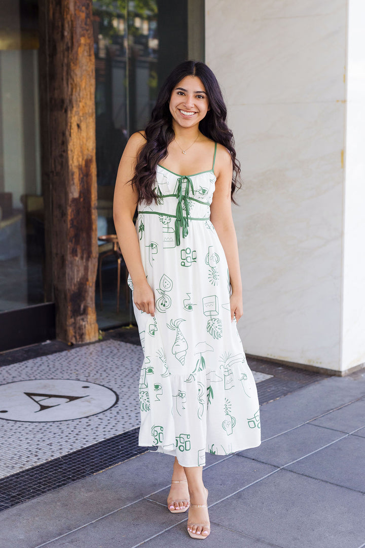 The Drawn to You Line Print Midi Dress