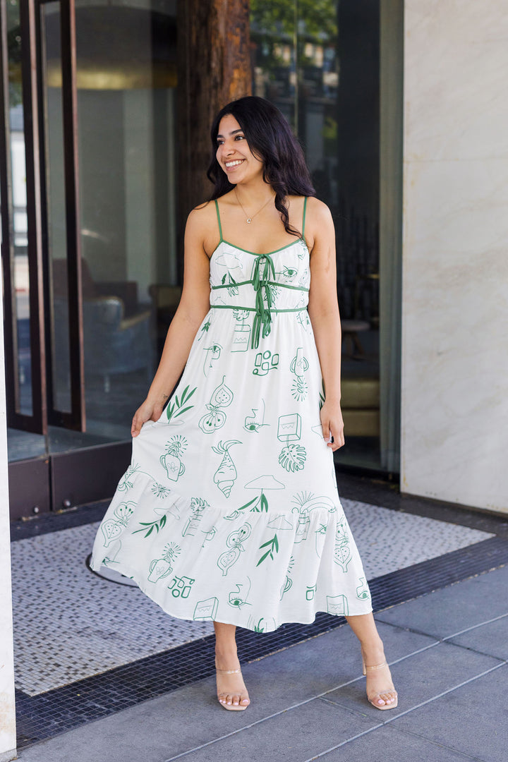 The Drawn to You Line Print Midi Dress