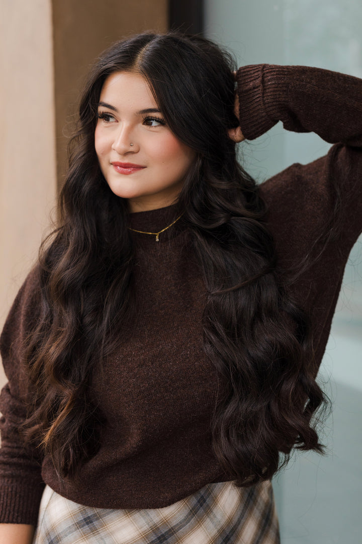 The Deep Bronze Mock Neck Daily Sweater
