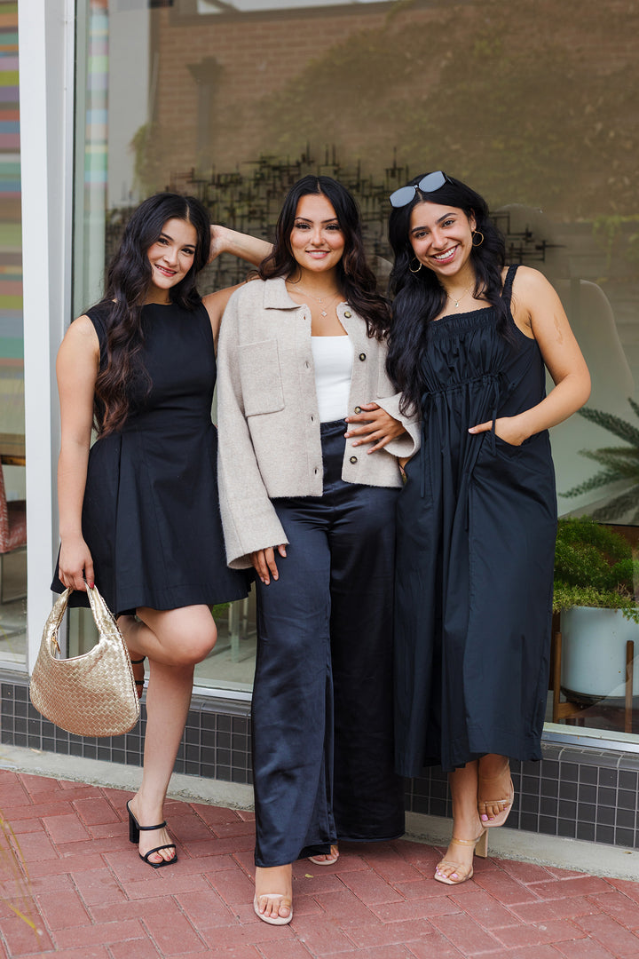 The Always The Moment Black Satin Wide Leg Pants