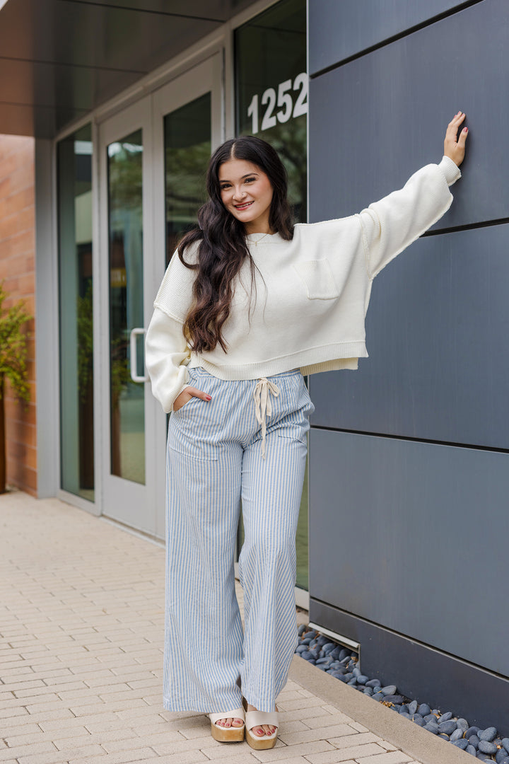 The Cut The Chill Cream Pullover Cropped Sweater