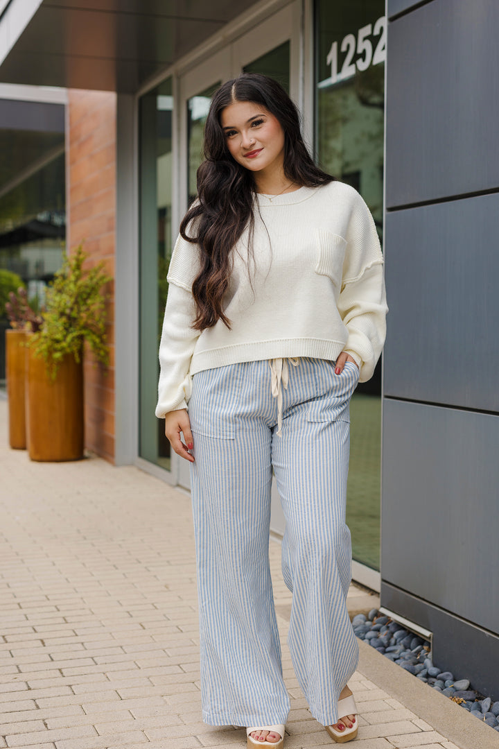 The Cut The Chill Cream Pullover Cropped Sweater