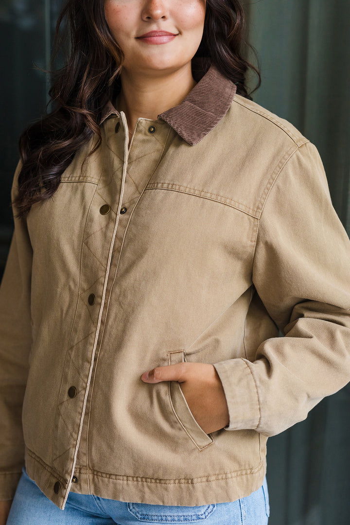 The Down On The Farm Tan & Corduroy Barn Jacket