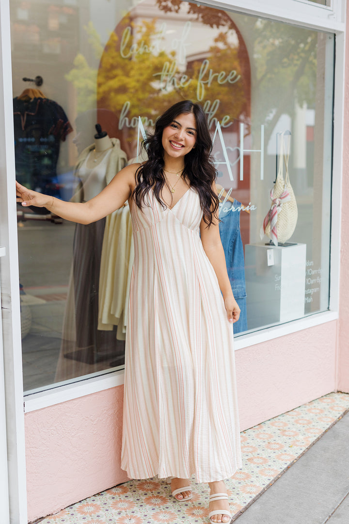 The Sunset Sherbet Tassel Tie Midi Dress