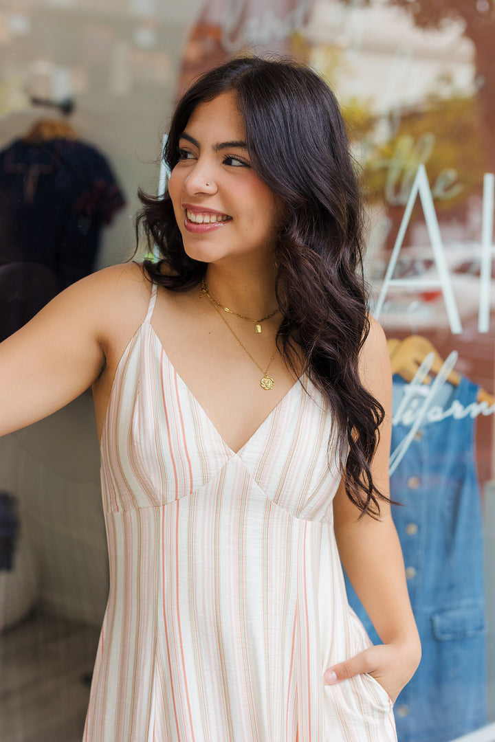 The Sunset Sherbet Tassel Tie Midi Dress