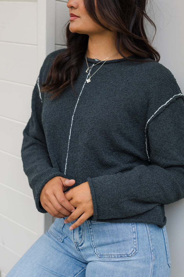 The Falling For You Soft Knit Contrast Stitch Sweater