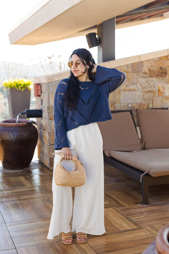 The Indigo Blues Cutout Cropped Sweater