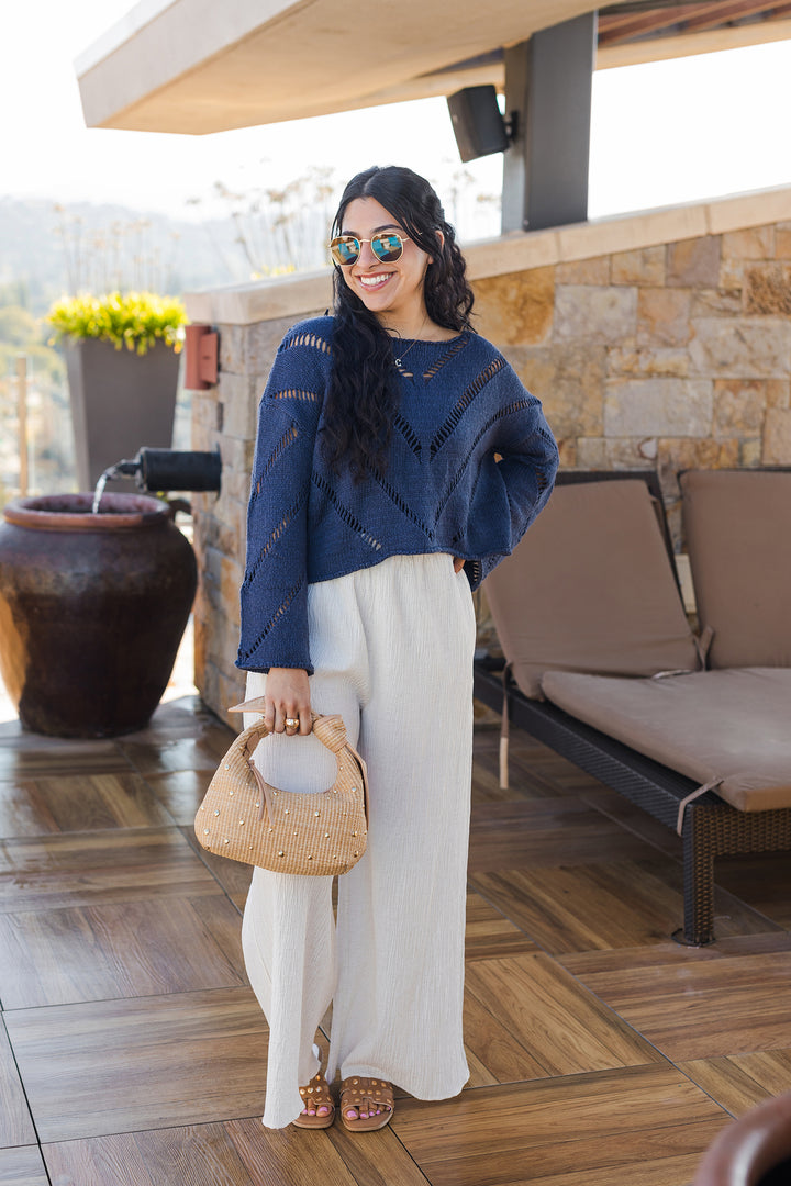 The Indigo Blues Cutout Cropped Sweater