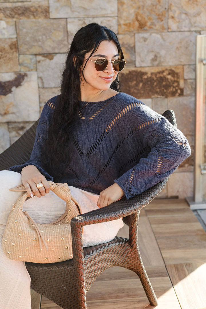 The Indigo Blues Cutout Cropped Sweater